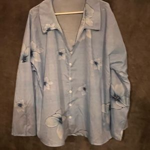 gorges silky blue floral shirt size 3x looks new
